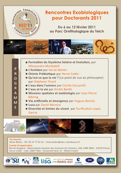 Programme 2011 des rencontres exobiologiques pour doctorants